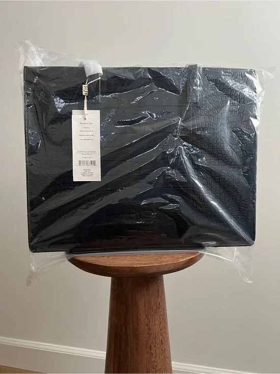 BEIS Black Croc-Embossed Work Tote