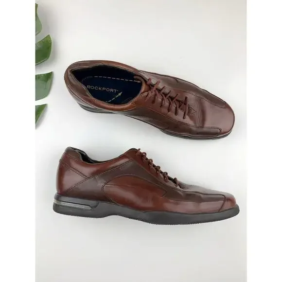 Rockport Oxford Dress Shoes Two Tone Brown Leather Lace Up Comfort Men's 11