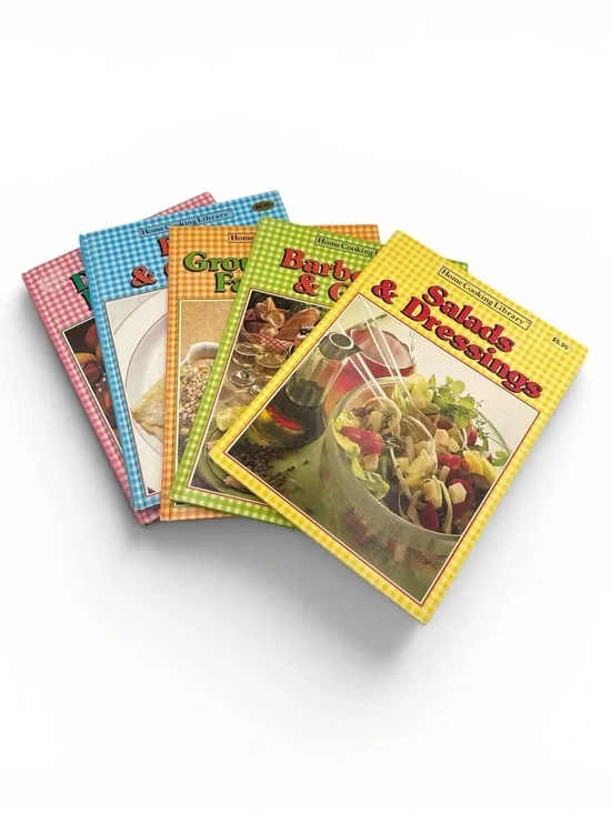 Vintage 1980s Home Cooking Library set of Five Hardcover Color Picture Cookbooks