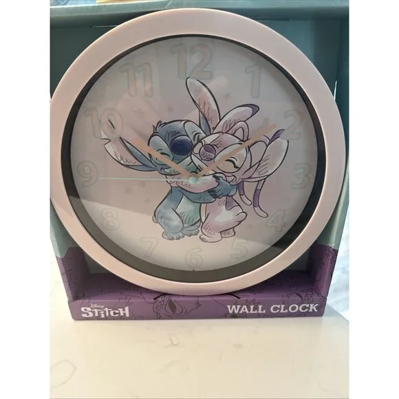 Disney Lilo & Stitch Angel Pink Analog Wall Clock 10 Inch New