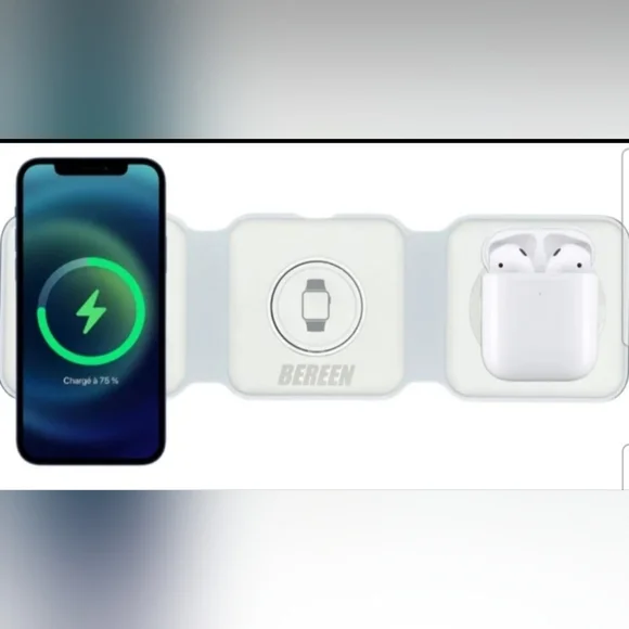 BEREEN Foldable 3 in 1 Charging Station, Travel Charger for Multiple Devices
