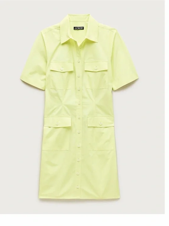 J. Crew Neon Yellow Short-Sleeve Button-Front Shirtdress