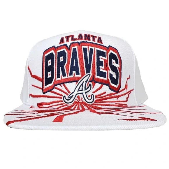 Atlanta Braves Mitchell & Ness‎ MLB Snapback Hat Cap Earthquake Art White NWT