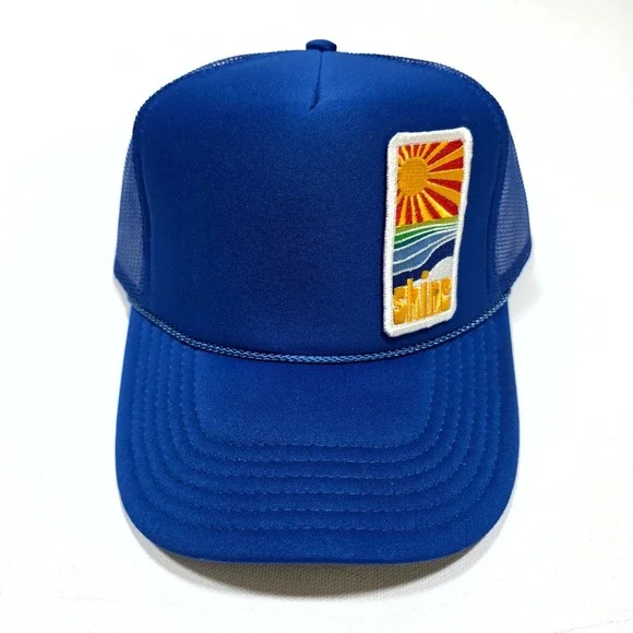 Port Sandz Trucker Surfer Hat Blue Shine Sun Patch Snapback Mesh Cap Mesh Beach