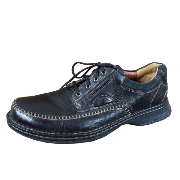 Clarks Un.Cover Men Oxford Shoe Size 13 Casual‎ Comfort Black Leather Lace Up