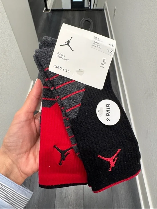 Nike Jordan Dri-FIT Crew Socks - Black & Red (2 Pack)