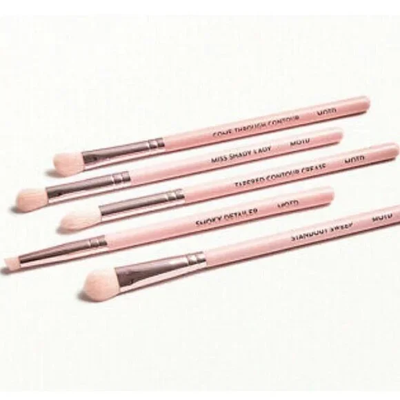 MOTD Cosmetics New Pink Handles In A Blush Blending 5 Piece Eye Brush Set