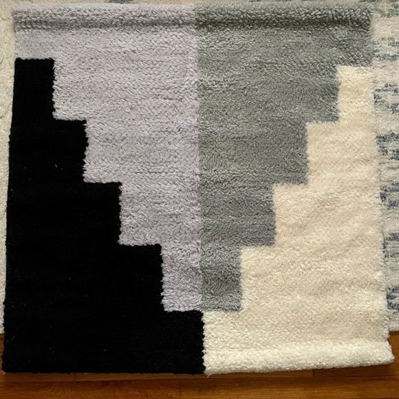 New Woven Geometric Black and Gray Hanging Wall ART Decoration 40” x 40”