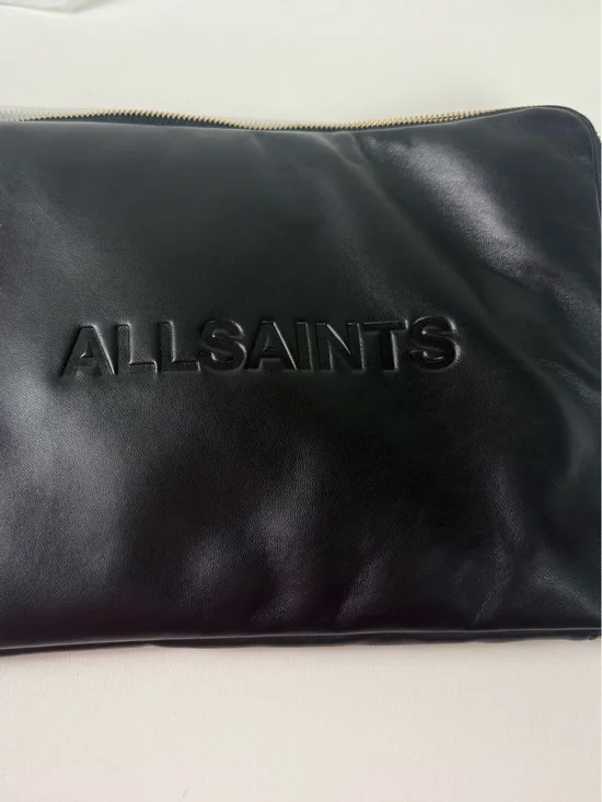 AllSaints Saff Laptop Tablet Leather Case MacBook All Saints Zippered Bag NWT