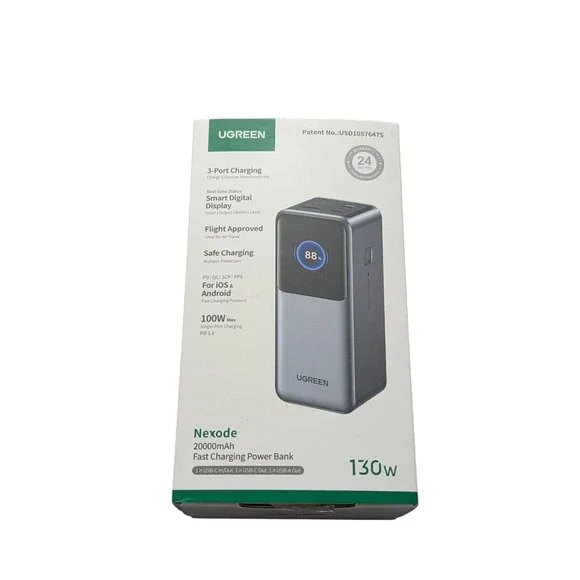 Oo6Ux UGREEN - Nexode 130W 20000mAh Fast Charge Power Bank wi/ Smart TFT Display