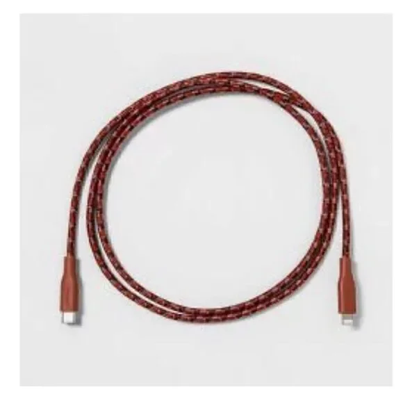 Heyday 6' LTNG to USB-C Cable for iPhone and iPad in white camo & terra cotta