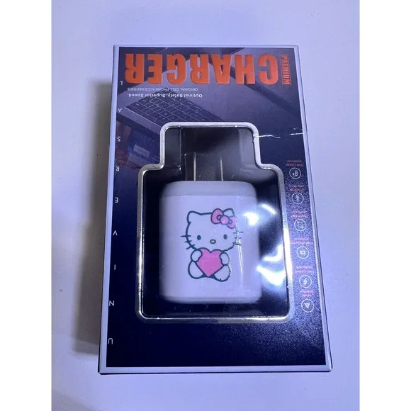 Sanrio Hello Kitty USB Wall Charger White Pink‎ Heart Travel Adapter Block