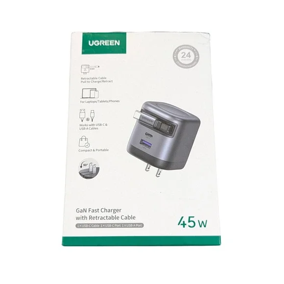 Qq6O UGREEN - Nexode 45W USB-C Charger with Retractable Cable, PPS Fast GaN OB