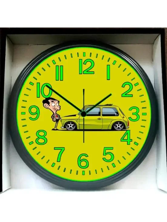 Mr Bean Car Garage Shop Music Studio Lounge Glow In The Dark Wall Clock New!