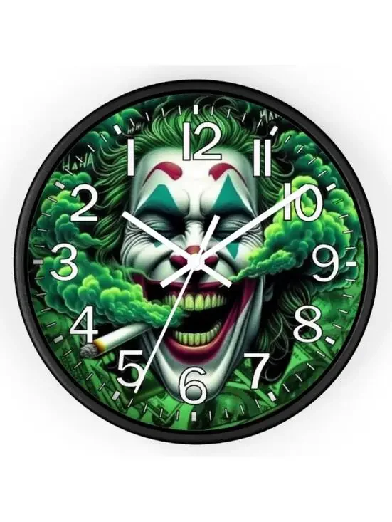 REVERSE TICKING CLOCK JOKER GOOD LEAF Glow In The Dark Wall Clock New!