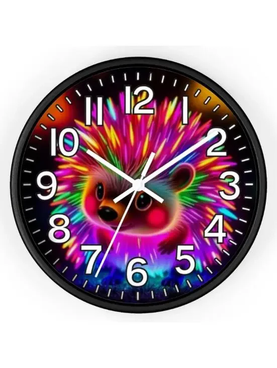 Baby Porcupine Blacklight Glow In The Dark Wall Clock New!