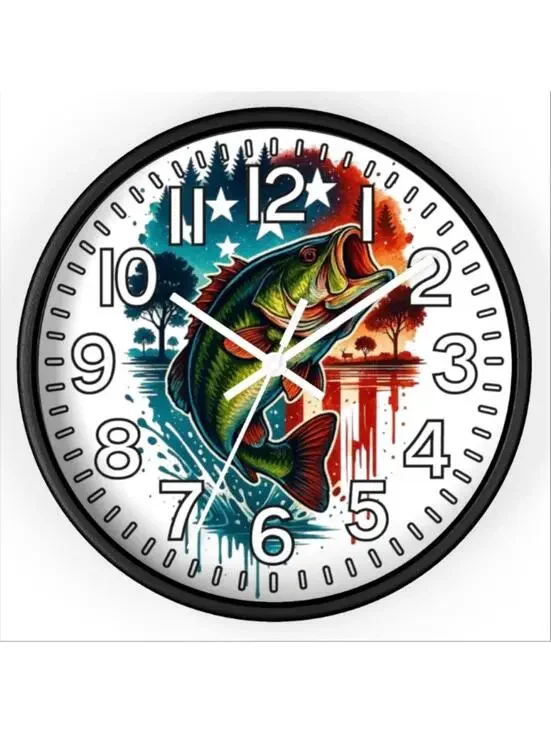 Wishing I Was Fishing Country Glow In The Dark Wall Clock New