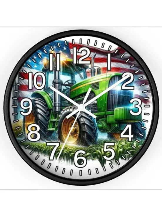 John Deere Tractor Farming  Glow In the Dark Wall Clock New!