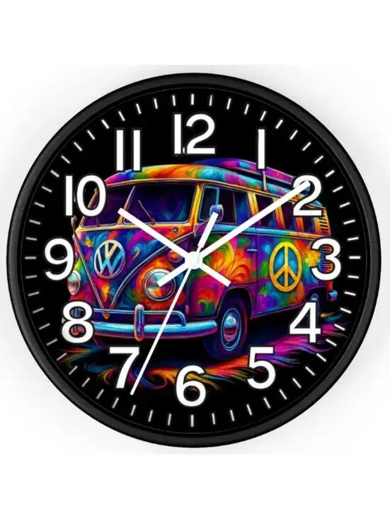 VW Volkswagen Kombie Bus Peace Glow In The Dark Wall Clock New!