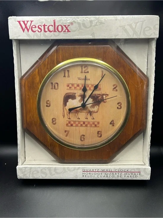 Vintage 90’s Westclox Quartz Wall Clock Country, Farm, Cow New Sealed