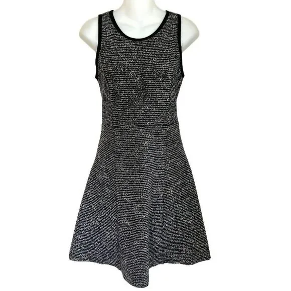 J CREW NAVY BLUE & OFF WHITE TEXTURED STRIPE SLEEVELESS DRESS SIZE 2