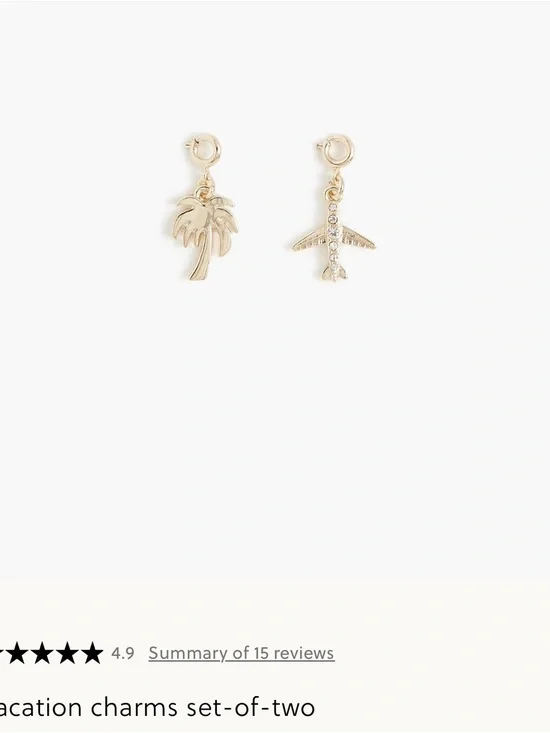 J.Crew Palm Tree and Airplane Charm Set