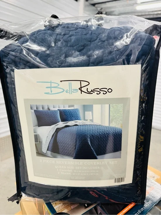 Navy Quilted Reversible Comforter Set