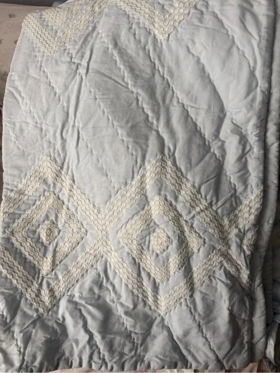 Pottery Barn Kids baby Comforter with Cream Diamond Trim and crib skirt
