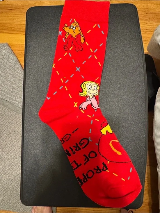 Red Novelty Cartoon Crew Socks