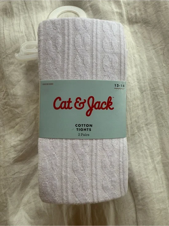 Cat and Jack White Knit Tights NWT