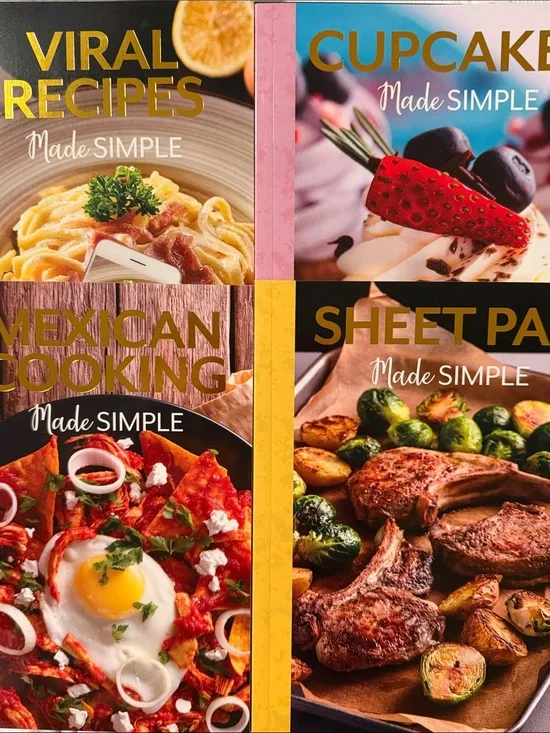 Simple Cookbooks Set of 4 collectable - Yellow, Pink, Blue, Brown Covers