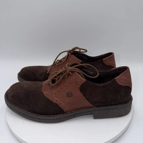 Born Two Tone Brown Suede Perforated Oxford‎ Dress Shoes Men's Size 10