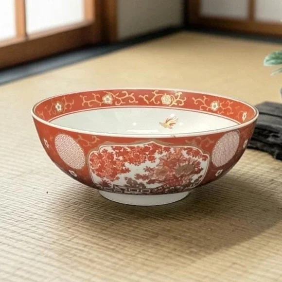 Imari‎ Japan Serving Bowl, Vintage Hand Painted Floral & Birds, Vegetable Dish