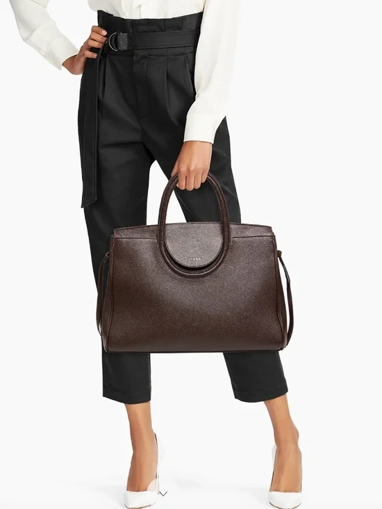 Staud Maude Leather Carryall Tote Bag (Espresso Color)