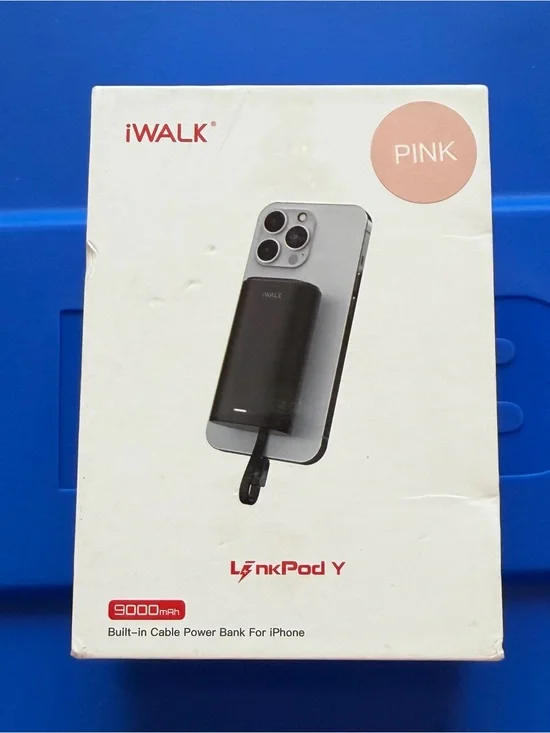 LinkPod Y 9000mAh Built-in Cable Power Bank - Pink