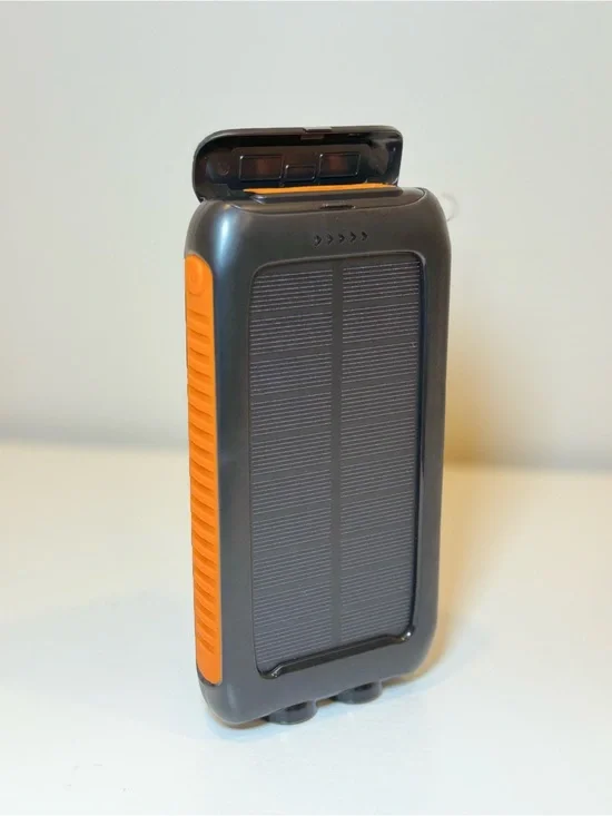 Portable Solar Power Bank in Black and Orange
