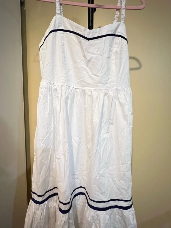 J. Crew White Dress with Navy Trim
