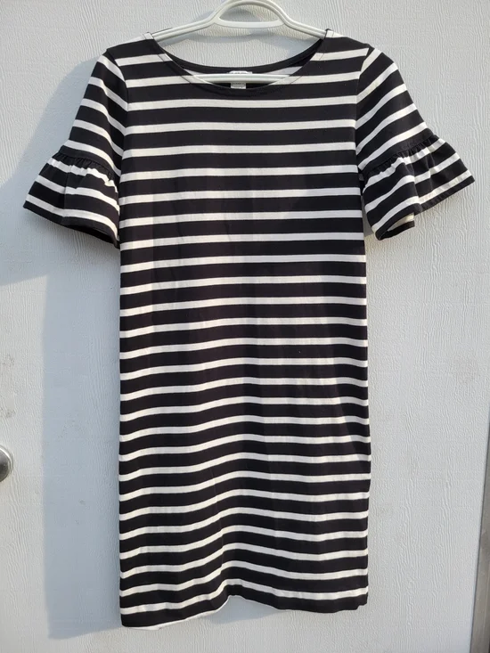 J. Crew Black and White Striped Mini Dress