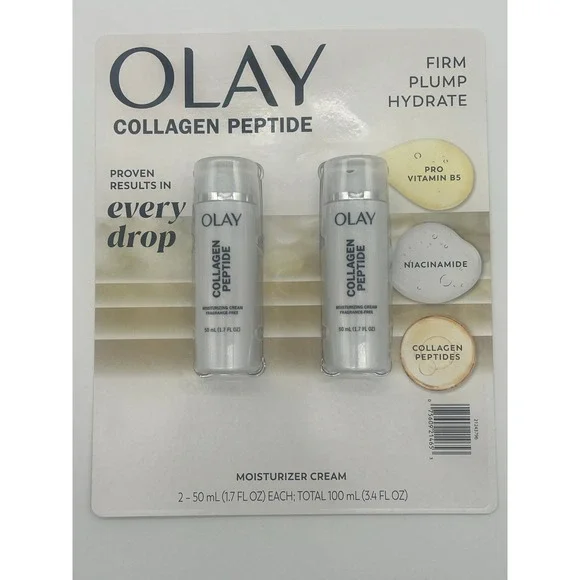 Olay Collagen Peptide 24 Moisturizer Cream Fragrance‎ Free 2 Pk 1.7oz Each 3.4oz