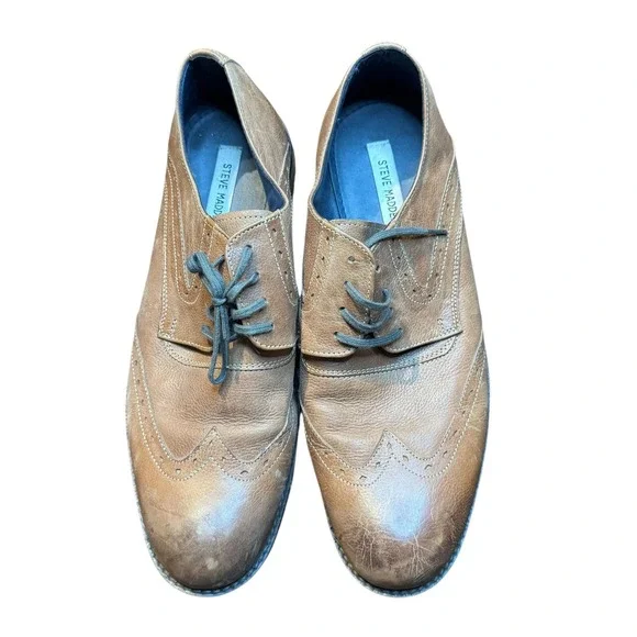Steve Madden Higgdens Shoes Mens Size 13 Brown Leather Wingtip‎ Oxford Dress