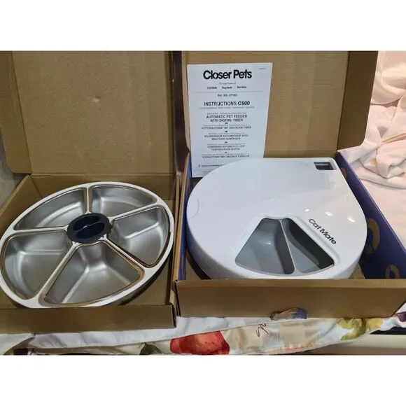 Cat Mate C500 Automatic Pet Feeder Stainless Bowls (Missing Ice Packs)