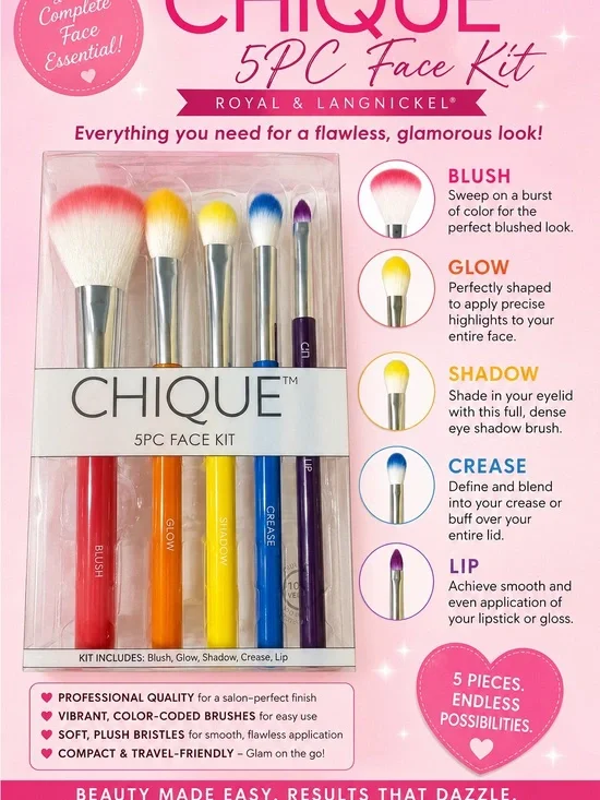 CHIQUE 5PC Face Brush Kit - Multicolor