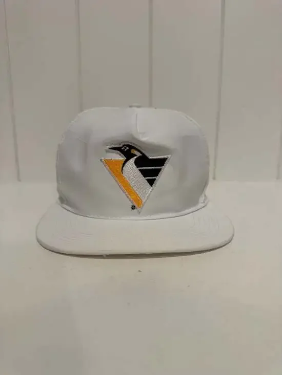 Vintage 90s Pittsburgh Penguins NHL White Snapback Hat