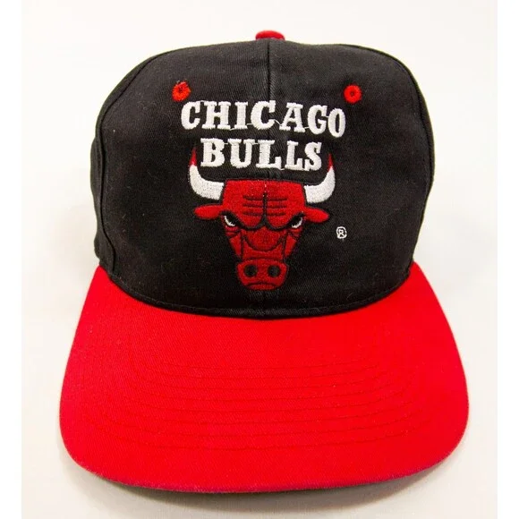 Vintage Chicago Bulls AJD Snapback Hat NBA Basketball 90s One Size Black Red