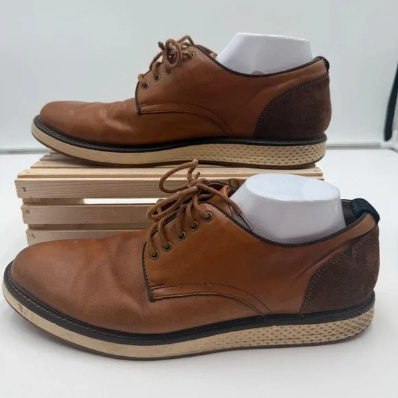 Vince Camuto Oxford Shoes Elyas Leather Suede Hybrid Brown Mens Size 12M