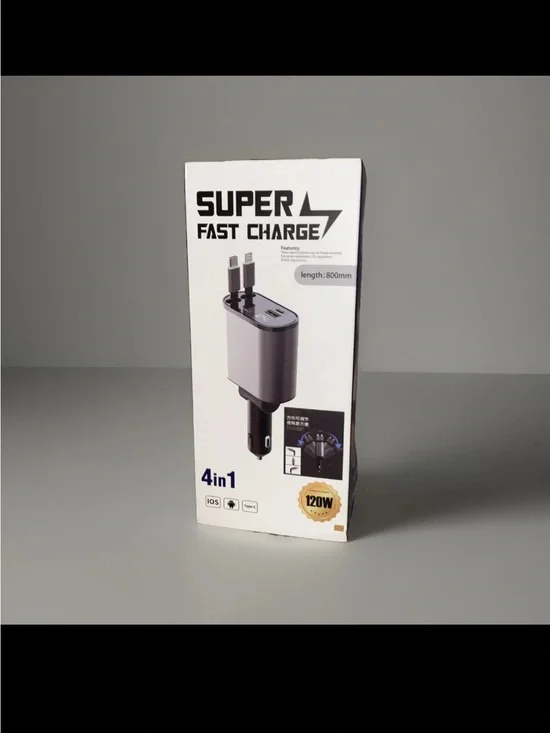 SUPER FAST CHARGE 4-in-1 Car Charger - Silver