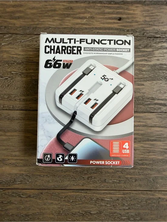 Multi-Function 66W 4-USB Power Charger - White