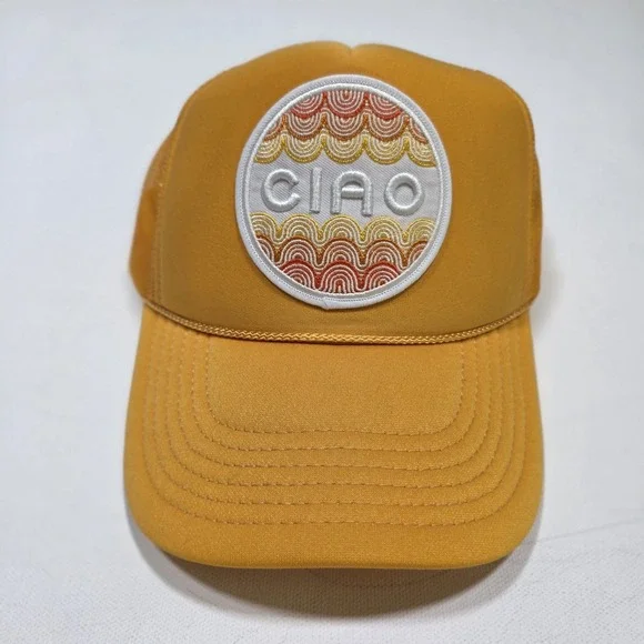 Port Sandz Trucker Hat Surfer Mustard Yellow Ciao Patch Mesh Snapback Cap Surf