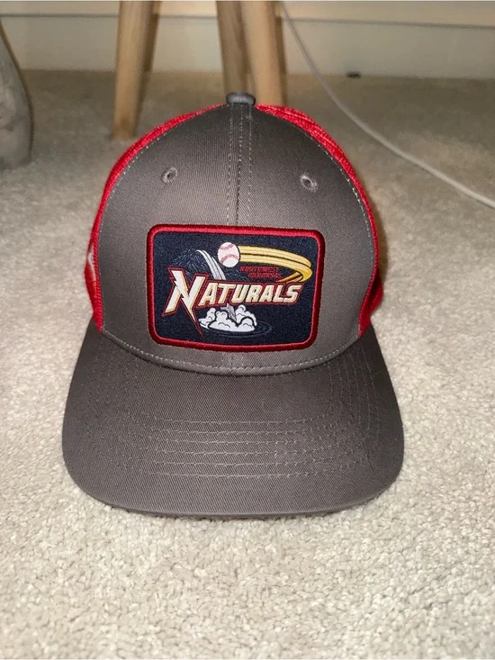 Northwest Arkansas Naturals Logo Trucker Hat in Gray and Red