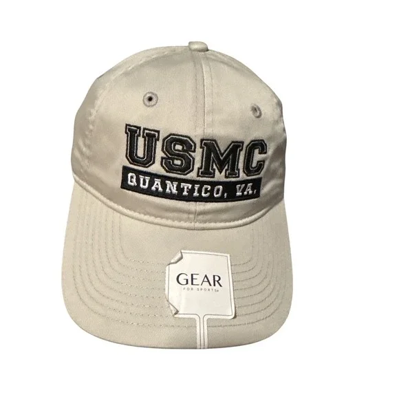 Gear For Sports USMC Quantico VA Hat Mens Tan Embroidered Baseball Cap New